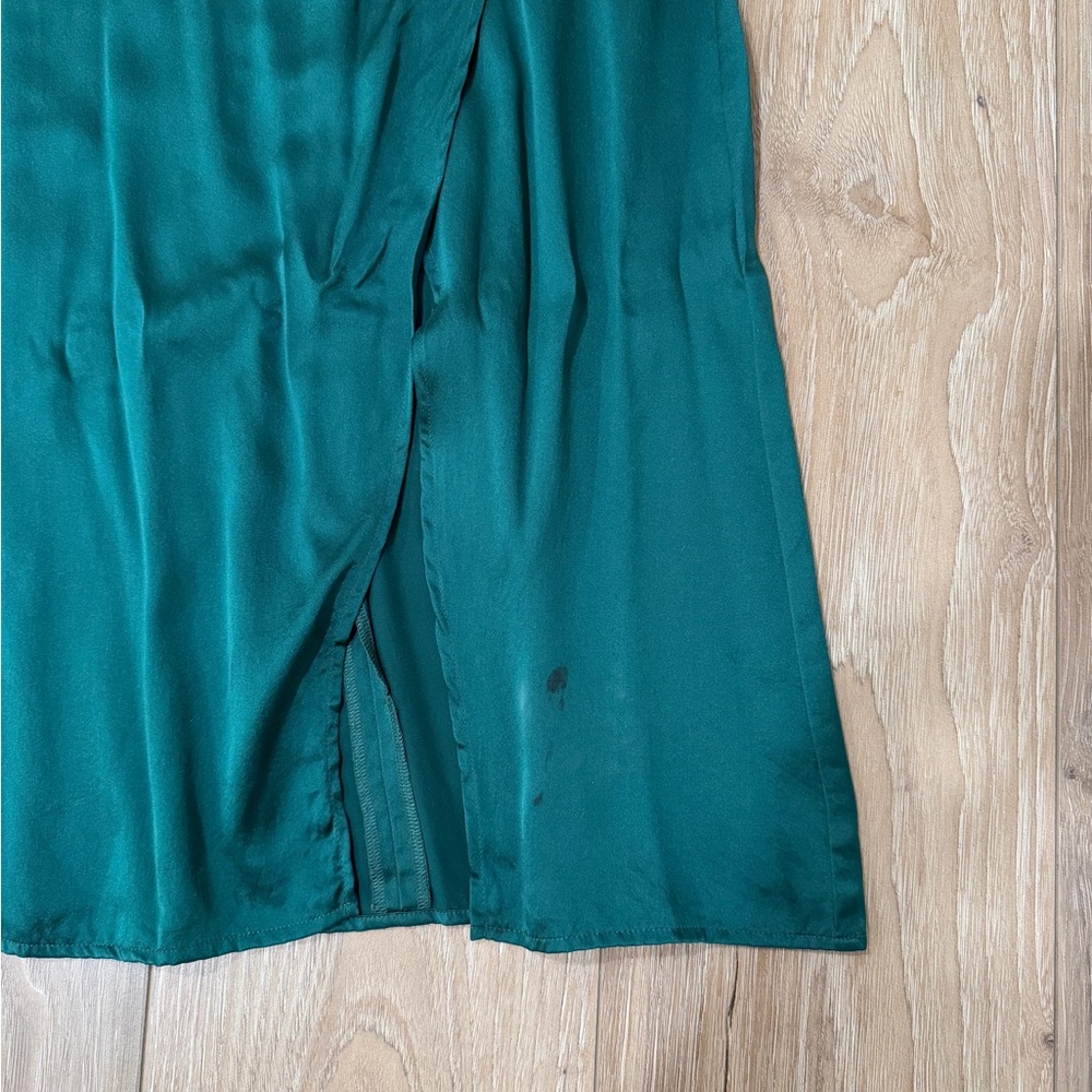Reformation silk emerald green Christmas dress size 0 - Picture 6 of 8